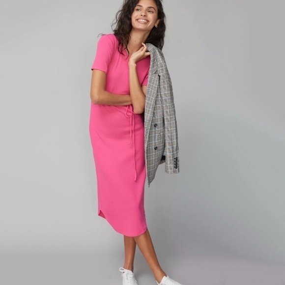 Anthropologie Dresses & Skirts - NWT Anthropologie Saturday/Sunday Addy Ribbed Tie Waist Midi Dress in Pink